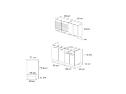 Vicco R-Line Singleküche Artisan Eiche/Weiß 140 cm AP Eiche ohne E-Geräte
