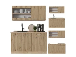 Vicco R-Line Singleküche Artisan-Eiche/Goldkraft Eiche 140 cm ohne Arbeitsplatte ohne E-Geräte