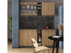 Vicco R-Line Singleküche Artisan Eiche/Anthrazit 160 cm AP Eiche ohne E-Geräte