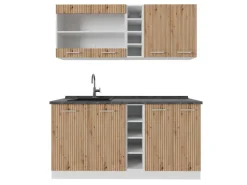 Vicco R-Line Singleküche Artisan Eiche/Weiß 160 cm AP Anthrazit ohne E-Geräte