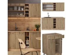 Vicco R-Line Singleküche Artisan-Eiche/Goldkraft Eiche 160 cm AP Anthrazit ohne E-Geräte