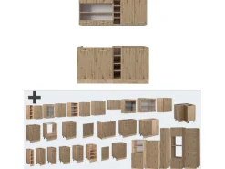 Vicco R-Line Singleküche Artisan-Eiche/Goldkraft Eiche 160 cm AP Anthrazit ohne E-Geräte