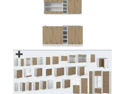 Vicco R-Line Singleküche Artisan Eiche/Weiß 160 cm ohne Arbeitsplatte ohne E-Geräte