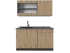 Vicco R-Line Singleküche Artisan Eiche/Anthrazit 140 cm ohne Arbeitsplatte ohne E-Geräte