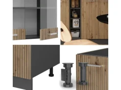 Vicco R-Line Singleküche Artisan Eiche/Anthrazit 160 cm AP Anthrazit ohne E-Geräte