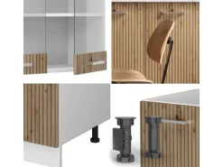 Vicco R-Line Singleküche Artisan Eiche/Weiß 140 cm AP Anthrazit ohne E-Geräte