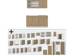 Vicco R-Line Singleküche Artisan Eiche/Weiß 140 cm AP Anthrazit ohne E-Geräte