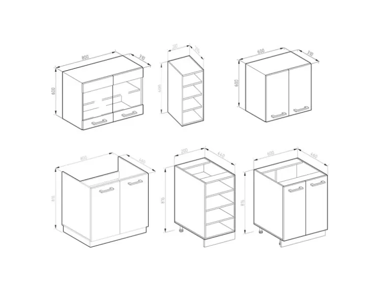 Vicco R-Line Singleküche Beton/Weiß 160 cm AP Eiche ohne E-Geräte