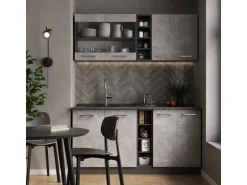 Vicco R-Line Singleküche Beton/Anthrazit 160 cm ohne Arbeitsplatte ohne E-Geräte