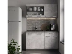 Vicco R-Line Singleküche Beton/Anthrazit 140 cm ohne Arbeitsplatte ohne E-Geräte