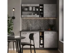 Vicco R-Line Singleküche Beton/Anthrazit 160 cm AP Anthrazit ohne E-Geräte