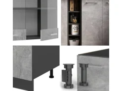 Vicco R-Line Singleküche Beton/Anthrazit 160 cm AP Anthrazit ohne E-Geräte