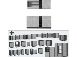 Vicco R-Line Singleküche Beton/Anthrazit 160 cm AP Anthrazit ohne E-Geräte
