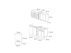 Vicco R-Line Singleküche Beton/Goldkraft Eiche 160 cm AP Marmor ohne E-Geräte