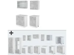 Vicco R-Line Singleküche Beton 140 cm AP Marmor ohne E-Geräte