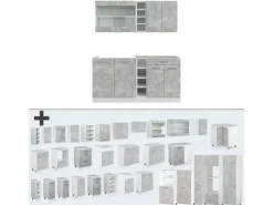 Vicco R-Line Singleküche Beton/Weiß 160 cm AP Marmor ohne E-Geräte