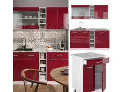 Vicco R-Line Singleküche Bordeaux Hochglanz/Weiß 160 cm AP Anthrazit ohne E-Geräte