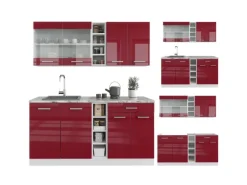 Vicco R-Line Singleküche Bordeaux Hochglanz/Weiß 160 cm ohne Arbeitsplatte ohne E-Geräte