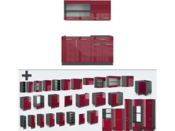 Vicco R-Line Singleküche Bordeaux Hochglanz/Anthrazit 140 cm ohne Arbeitsplatte ohne E-Geräte