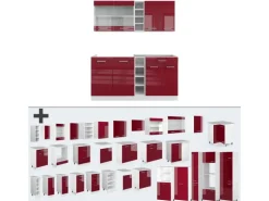 Vicco R-Line Singleküche Bordeaux Hochglanz/Weiß 160 cm AP Marmor ohne E-Geräte