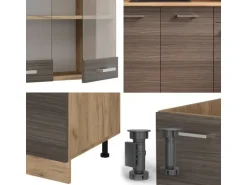 Vicco R-Line Singleküche Edelgrau/Goldkraft Eiche 140 cm AP Anthrazit ohne E-Geräte