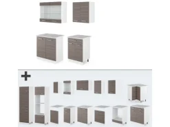 Vicco R-Line Singleküche Edelgrau 140 cm AP Marmor ohne E-Geräte