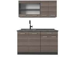 Vicco R-Line Singleküche Edelgrau/Anthrazit 140 cm AP Anthrazit ohne E-Geräte