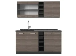 Vicco R-Line Singleküche Edelgrau/Anthrazit 160 cm AP Anthrazit ohne E-Geräte