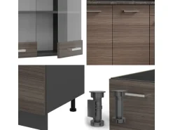 Vicco R-Line Singleküche Edelgrau/Anthrazit 140 cm ohne Arbeitsplatte ohne E-Geräte