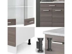 Vicco R-Line Singleküche Edelgrau/Weiß 140 cm AP Anthrazit ohne E-Geräte