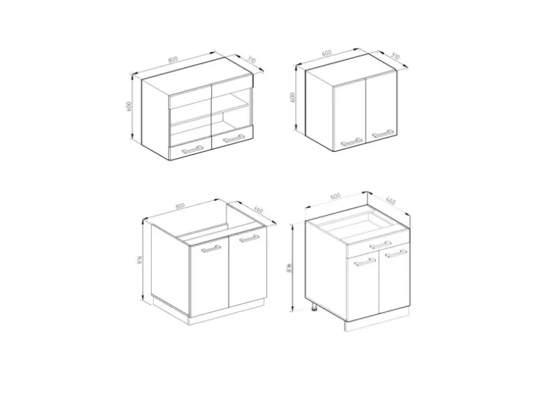 Vicco R-Line Singleküche Edelgrau/Weiß 140 cm AP Eiche ohne E-Geräte