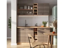 Vicco R-Line Singleküche Edelgrau/Goldkraft Eiche 160 cm ohne Arbeitsplatte ohne E-Geräte