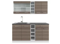 Vicco R-Line Singleküche Edelgrau/Weiß 160 cm AP Anthrazit ohne E-Geräte