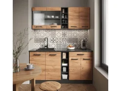 Vicco R-Line SingleKüche Goldkraft Eiche/Anthrazit 160 cm AP Anthrazit Opt 2 ohne E-Geräte