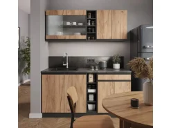 Vicco R-Line Singleküche Goldkraft Eiche/Anthrazit 160 cm AP Eiche ohne E-Geräte