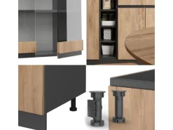 Vicco R-Line Singleküche Goldkraft Eiche/Anthrazit 160 cm AP Eiche ohne E-Geräte