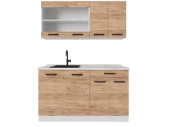 Vicco R-Line Singleküche Goldkraft Eiche/Weiß 140 cm ohne Arbeitsplatte ohne E-Geräte