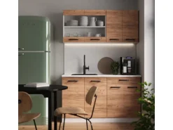 Vicco R-Line Singleküche Goldkraft Eiche/Weiß 140 cm ohne Arbeitsplatte ohne E-Geräte