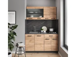 Vicco R-Line SingleKüche Goldkraft Eiche/Anthrazit 140 cm AP Anthrazit ohne E-Geräte