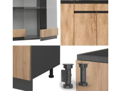 Vicco R-Line SingleKüche Goldkraft Eiche/Anthrazit 140 cm AP Eiche ohne E-Geräte