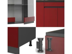 Vicco R-Line Singleküche Rot/Anthrazit 140 cm AP Anthrazit ohne E-Geräte