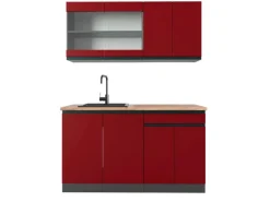 Vicco R-Line Singleküche Rot/Anthrazit 140 cm AP Eiche ohne E-Geräte