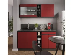 Vicco R-Line Singleküche Rot/Anthrazit 160 cm J-Shape ohne E-Geräte