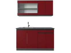 Vicco R-Line Singleküche Rot/Anthrazit 140 cm J-Shape ohne E-Geräte