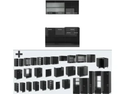 Vicco R-Line Singleküche Schwarz Hochglanz/Anthrazit 140 cm AP Eiche ohne E-Geräte