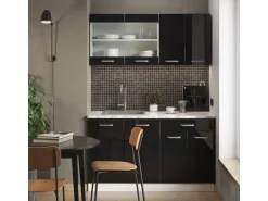 Vicco R-Line Singleküche Schwarz Hochglanz/Weiß 140 cm AP Eiche ohne E-Geräte