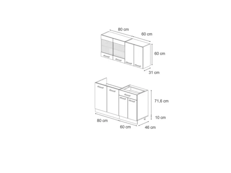 Vicco R-Line Singleküche Schwarz Hochglanz/Goldkraft Eiche 140 cm ohne Arbeitsplatte ohne E-Geräte