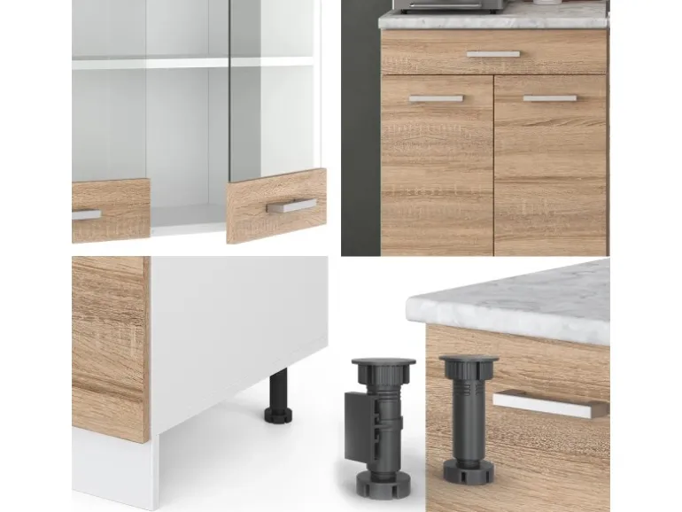 Vicco R-Line Singleküche Sonoma/Weiß 140 cm AP Eiche ohne E-Geräte