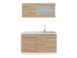 Vicco R-Line Singleküche Sonoma 140 cm AP Marmor ohne E-Geräte