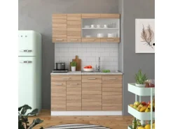 Vicco R-Line Singleküche Sonoma 140 cm AP Marmor ohne E-Geräte